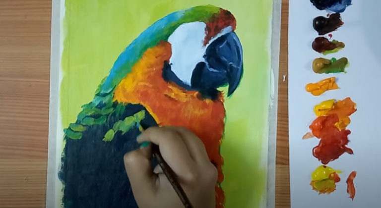 How To Paint Macaw Parrot (EASY Tutorial) - Painting of Birds in Acrylic